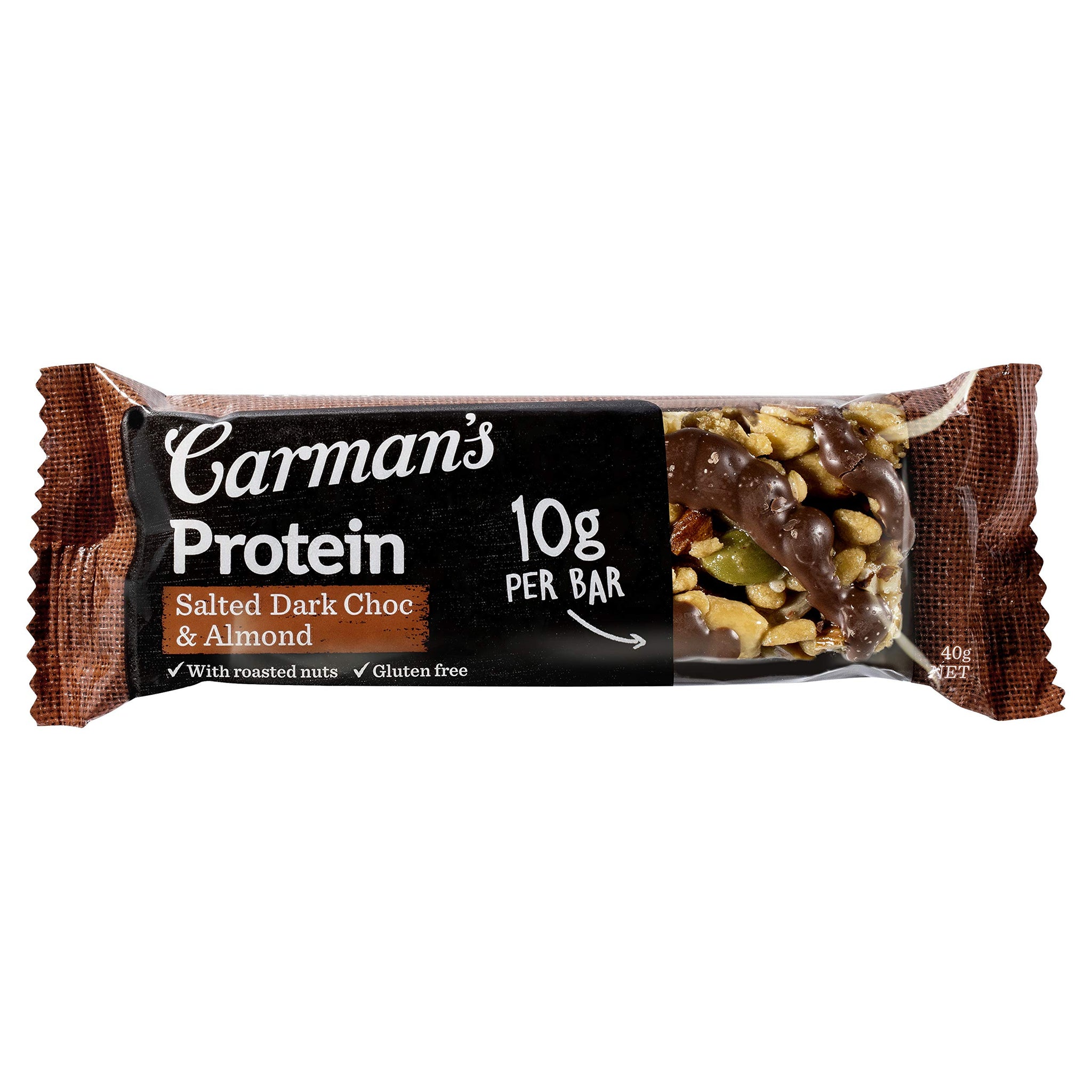 Carman's Gluten Free - Salted Dark Choc  & Almond Protein Bar 40g