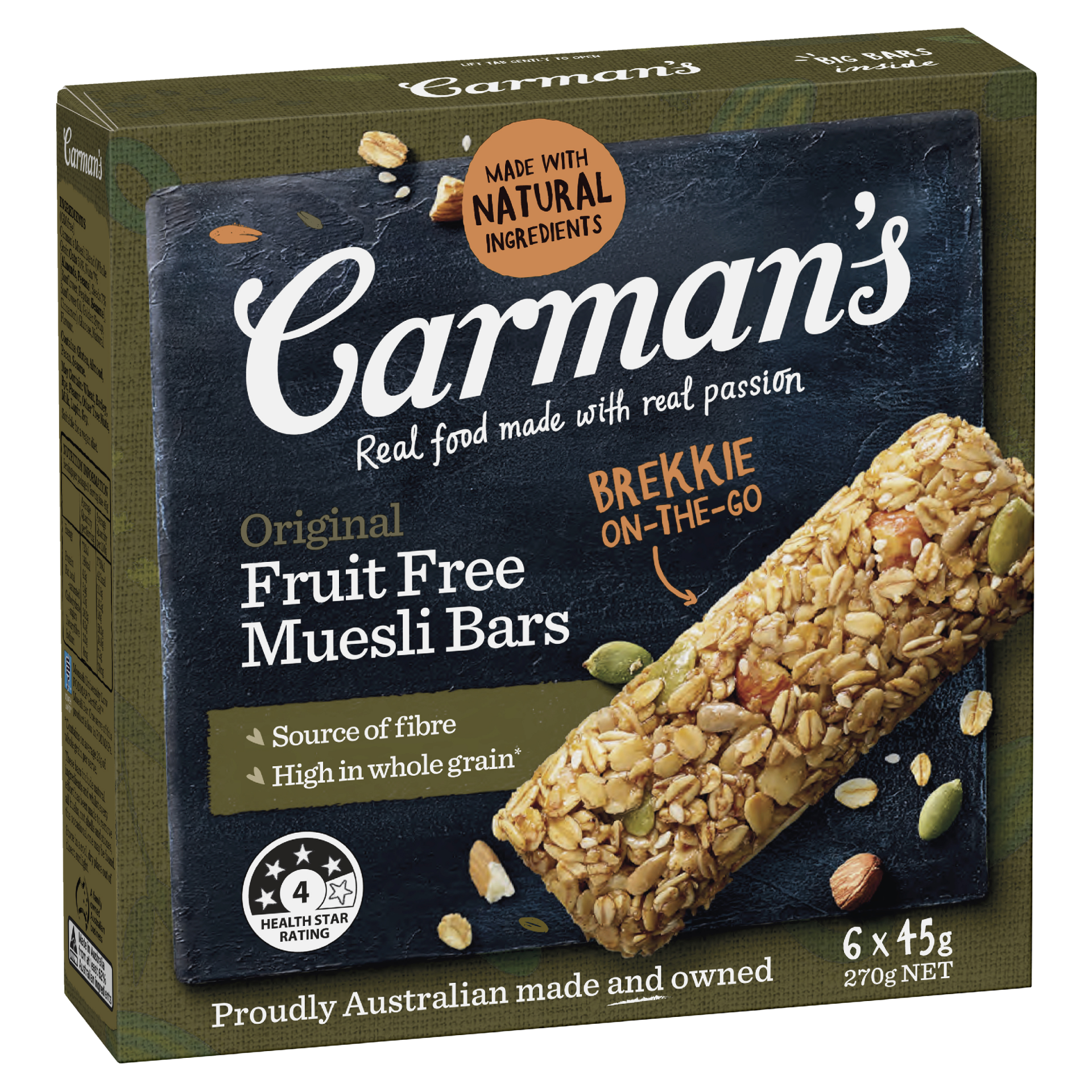 Carman's Muesli Bar - Original Fruit Free Muesli Bar 40g