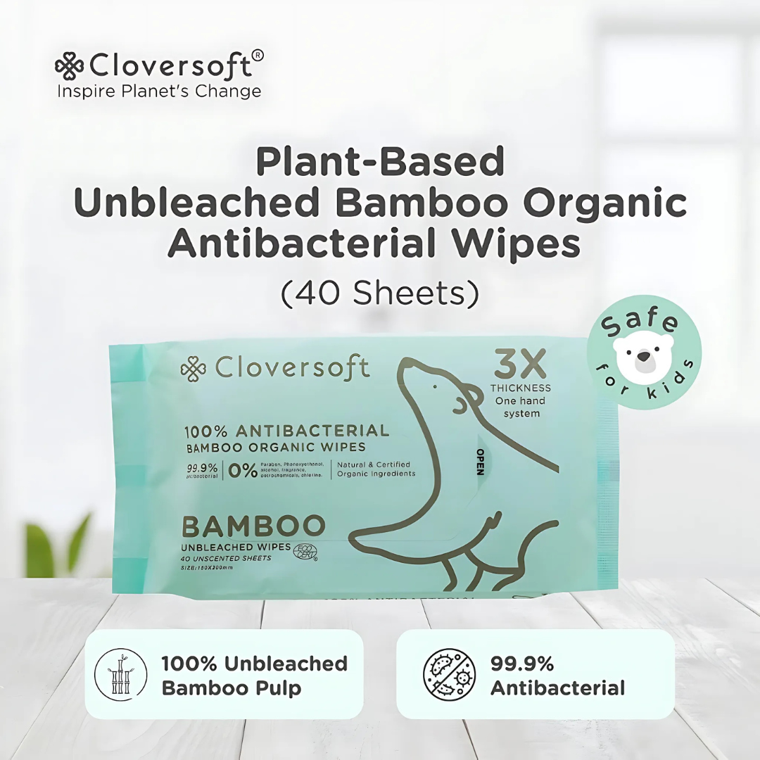 Cloversoft - Organic Antibacterial Wipes 40 Sheets