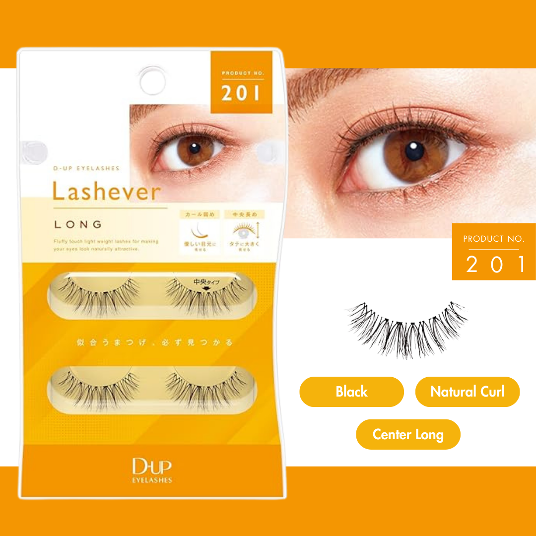 D-Up Lashever False Eyelashes 201 Long 2Pair