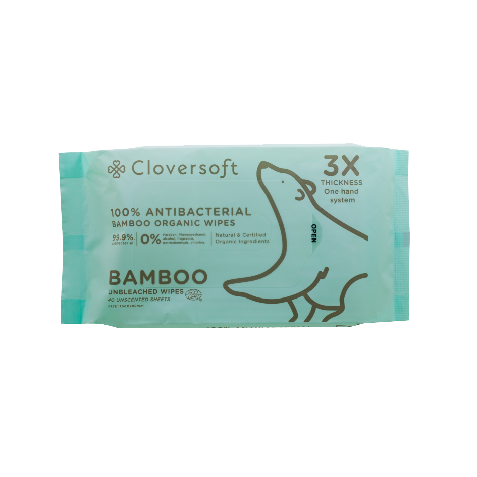 Cloversoft - Organic antibacterial wipes 40 sheets