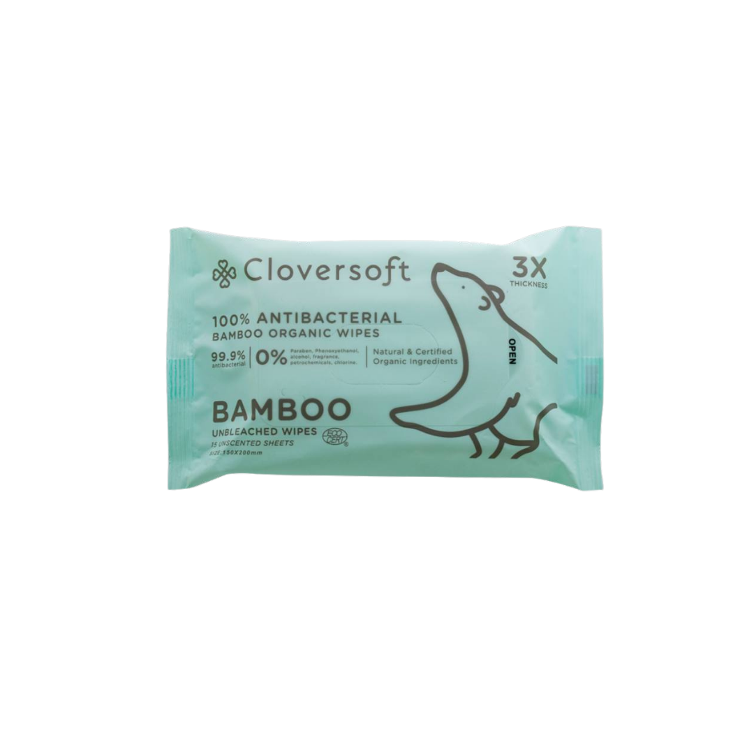 Cloversoft - Organic antibacterial wipes 15 sheets