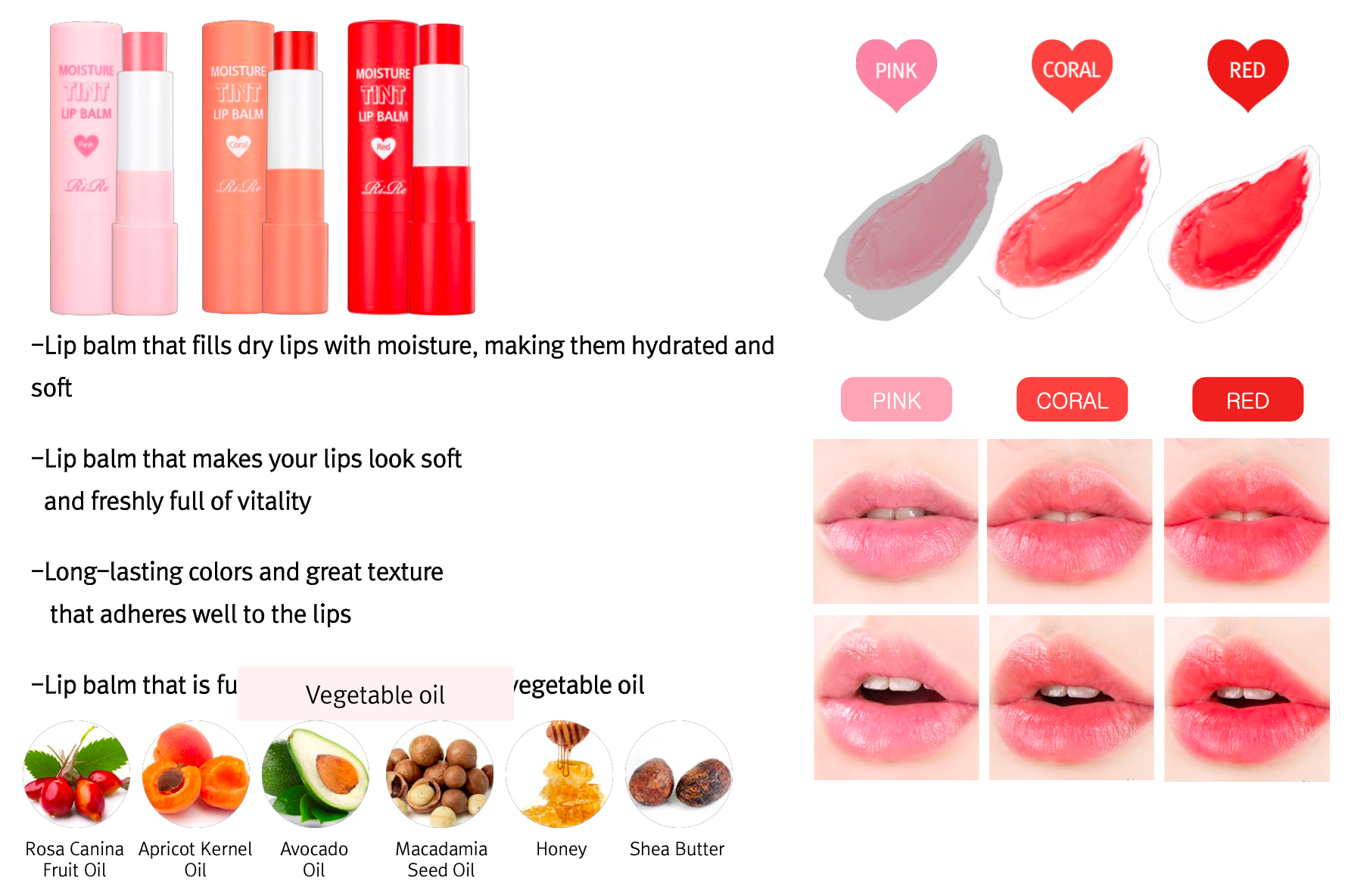 RiRe Moisture Tint Lip Balm (Pink)